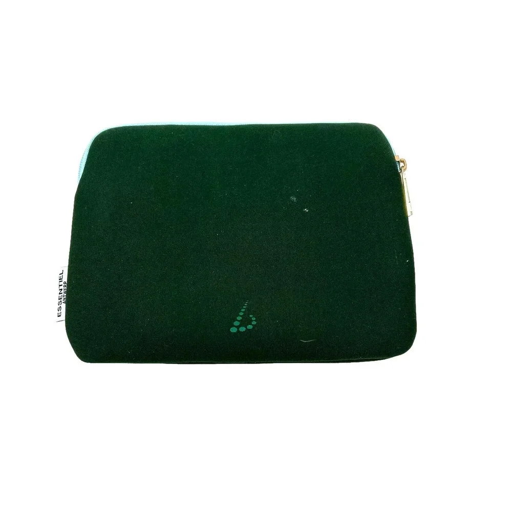 Essentiel Antwerp‎ Good Vibes Green Neoprene Zip Around Pouch Cosmetic Bag